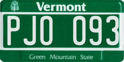 VT license plate PJO093
