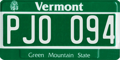 VT license plate PJO094