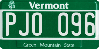 VT license plate PJO096