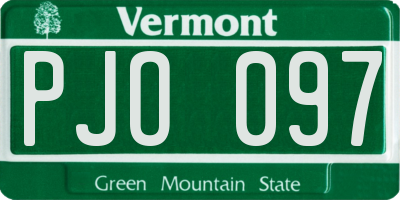 VT license plate PJO097