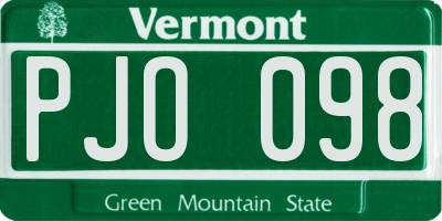VT license plate PJO098