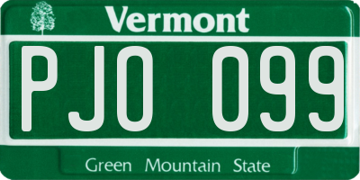 VT license plate PJO099