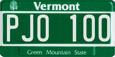 VT license plate PJO100