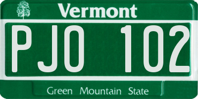 VT license plate PJO102