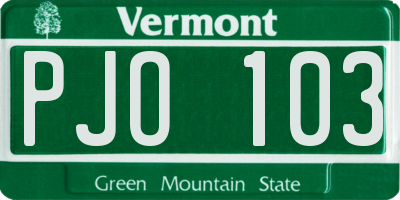 VT license plate PJO103