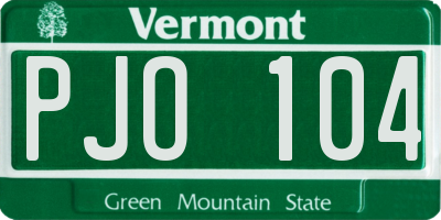 VT license plate PJO104