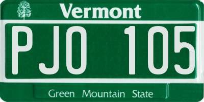 VT license plate PJO105