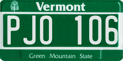 VT license plate PJO106