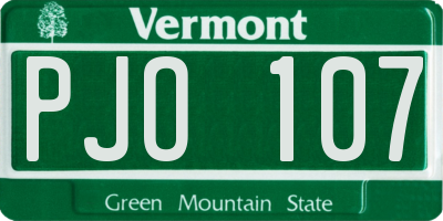 VT license plate PJO107