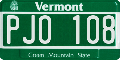 VT license plate PJO108