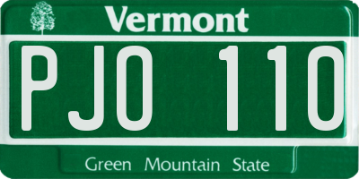 VT license plate PJO110