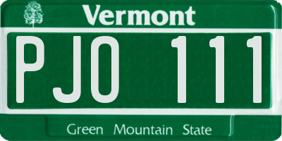 VT license plate PJO111