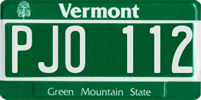 VT license plate PJO112