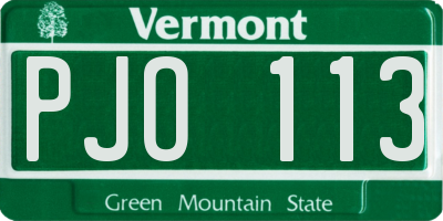 VT license plate PJO113