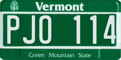 VT license plate PJO114