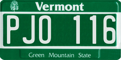 VT license plate PJO116