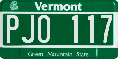 VT license plate PJO117