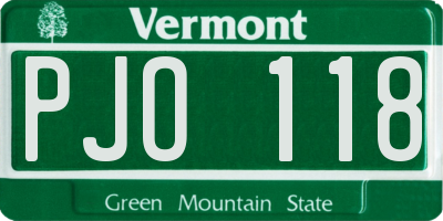 VT license plate PJO118