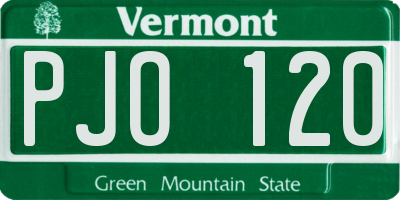 VT license plate PJO120