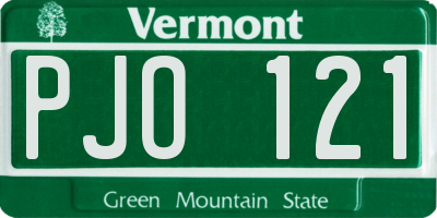 VT license plate PJO121