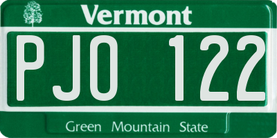 VT license plate PJO122