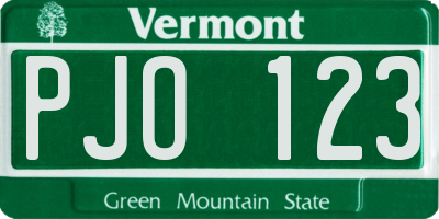 VT license plate PJO123