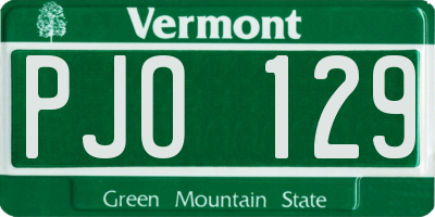 VT license plate PJO129