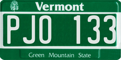 VT license plate PJO133