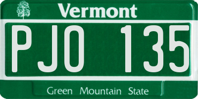VT license plate PJO135