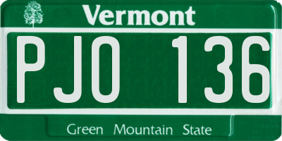 VT license plate PJO136