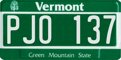VT license plate PJO137