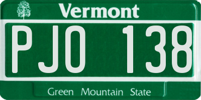 VT license plate PJO138