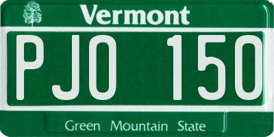 VT license plate PJO150