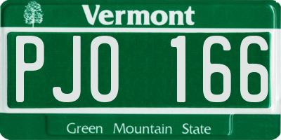 VT license plate PJO166