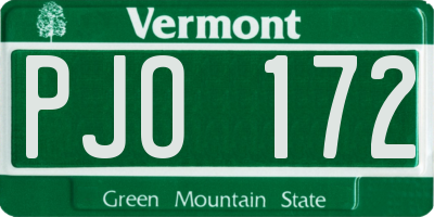 VT license plate PJO172