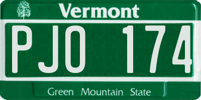VT license plate PJO174
