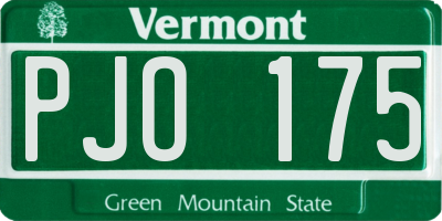 VT license plate PJO175