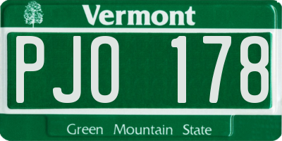 VT license plate PJO178