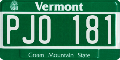 VT license plate PJO181