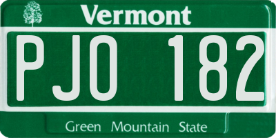 VT license plate PJO182