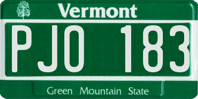 VT license plate PJO183