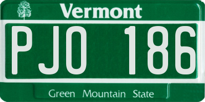 VT license plate PJO186