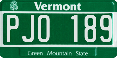 VT license plate PJO189