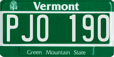 VT license plate PJO190