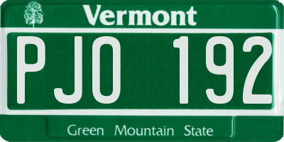 VT license plate PJO192