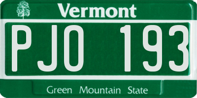 VT license plate PJO193