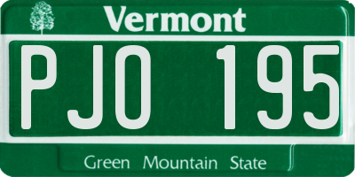 VT license plate PJO195