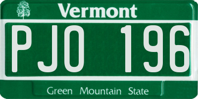 VT license plate PJO196