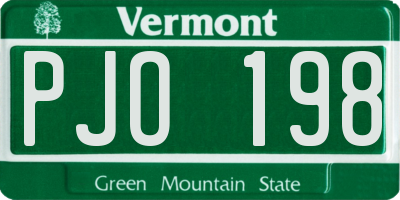 VT license plate PJO198