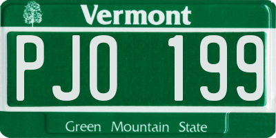 VT license plate PJO199
